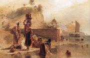 William Daniell Women Fetching Water from the River Ganges near Kara oil painting